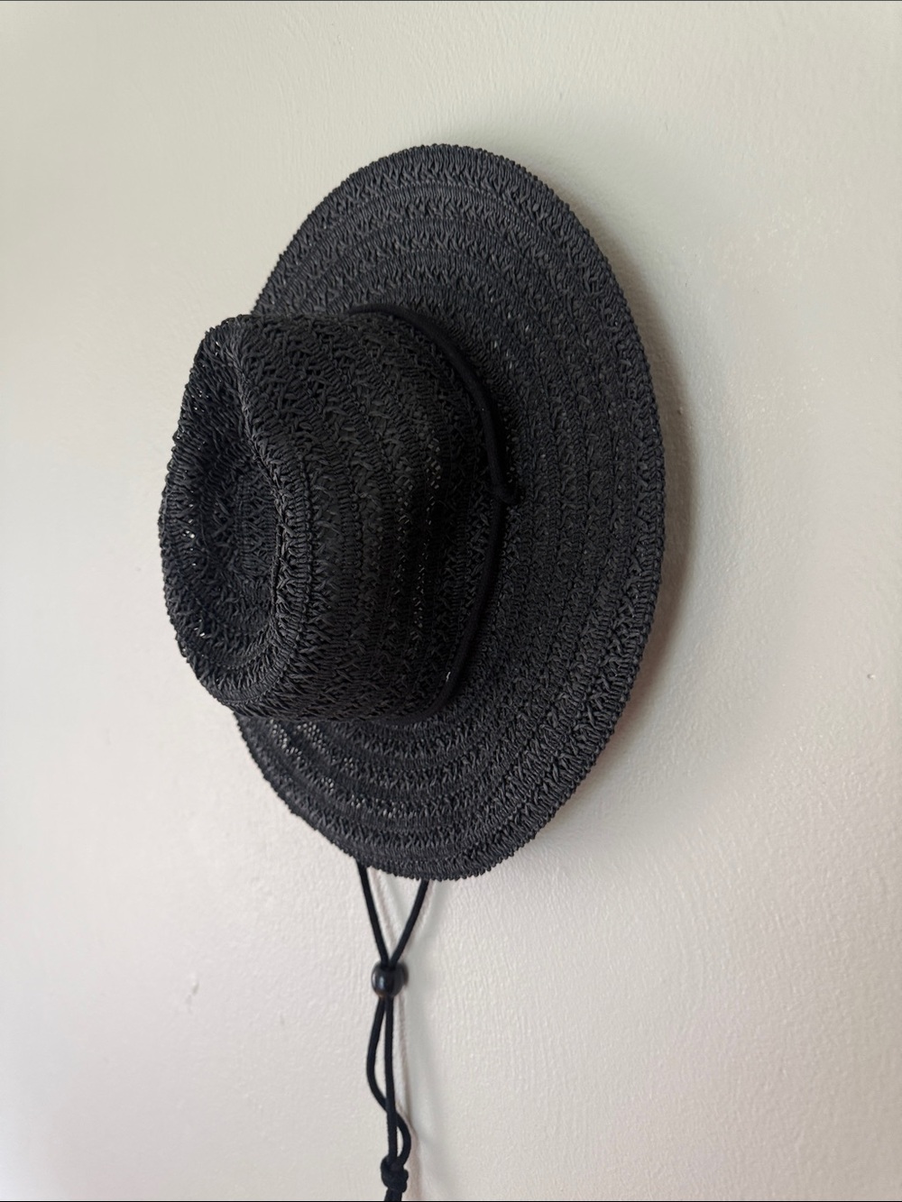 Wide Brim Straw Sun Hat - Black - Picture 3 of 6